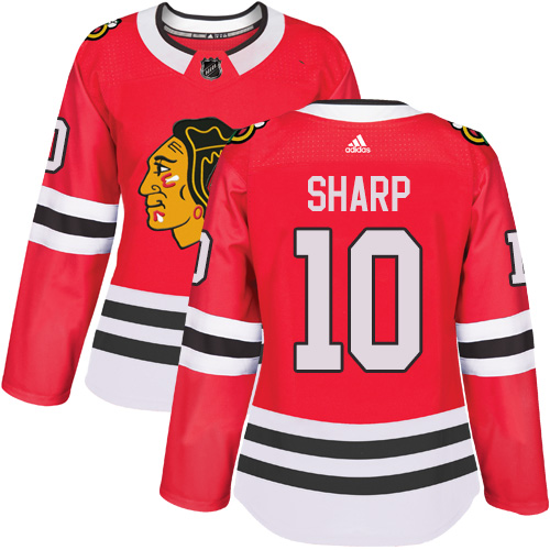 Adidas Blackhawks #10 Patrick Sharp Red Home Authentic Women's Stitched NHL Jersey - Click Image to Close